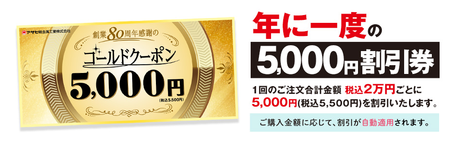 アサヒ80周年の恩返し　年に一度の5000円割引券