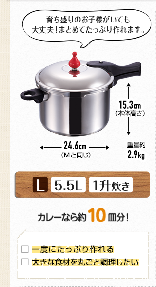 サイズ 仕様 圧力鍋 ゼロ活力なべ 0分料理の圧力鍋
